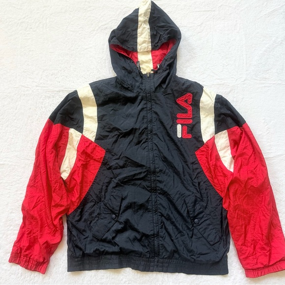 Fila Mens Vintage Track Jacket Size 42 L 90’s Red Logo Pullover - Picture 1 of 7